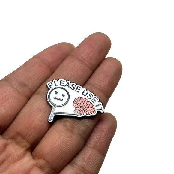 ⭐"Please Use It" Enamel Pin Broch With Brain Design  Fun & Thoughtful Accessory - Picture 3 of 5